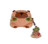 eglixu Joli Capybara pour Airpods Pro 3 2025 avec porte-clés, coque en silicone souple compatible avec Apple Airpods Pro 3e génération pour garçons et filles (marron)