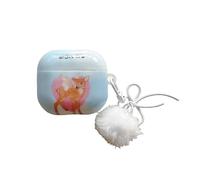 eglixu Joli étui pour AirPods Pro 3, motifs Kawaii IMD dessin animé, cerf, chaton, designs amusants, pour Air Pod Pro 3e génération, housses d'écouteurs ultra fines avec porte-clés (A)