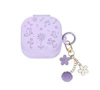 eglixu Jolie coque pour Samsung Galaxy Buds 4 Pro/Buds 4, motif floral 3D multicolore coque de protection en silicone souple avec porte-clés pour femmes et filles (violet)