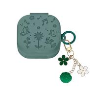 eglixu Jolie coque pour Samsung Galaxy Buds 4 Pro/Buds 4, motif floral 3D multicolore coque de protection en silicone souple avec porte-clés pour femmes et filles (vert)