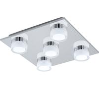 Eglo 96544 ROMENDO 1 LED Applique/plafonnier 5x5,4W 320x320mm Chromé Satiné Blanc Chaud IP44 Dimmable