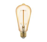 Eglo Ampoule filament LED E27 dimmable en étapes, forme de piston, lampe Edison à incandescence graduable, éclairage vintage et rétro, 4,5 watts, blanc chaud, ambré, 2200 Kelvin, ST64, Ø 6,4 cm