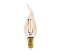 Eglo Ampoule LED E14, lampe Edison à incandescence forme bougie, éclairage vintage et rétro, 4 watts (correspond à 26 watts), 270 lumens, blanc chaud, ambré, 2200 Kelvin, CF35, Ø 3,5 cm