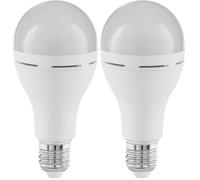 Eglo Ampoule LED E27 avec lumière d'urgence, batterie rechargeable sans électricité, lampe d'urgence à piles avec crochet, pour panne de courant et camping, 3000 K blanc chaud (Lot de 2)