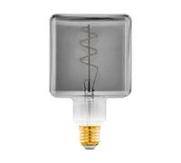 Eglo Ampoule LED E27 dimmable, ampoule filament vintage noir et transparent, lampe à incandescence décorative en forme de cube avec spirale, 4 watts, 50 lumens, blanc chaud, 1700 Kelvin, Ø 9,5 cm