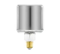 Eglo Ampoule LED E27 dimmable, ampoule filament vintage verre fumé | lampe à incandescence décorative en forme de cube avec spirale, 4 watts, 50 lumens, blanc chaud, 1700 Kelvin, Ø 9,5 cm