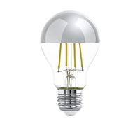 Eglo Ampoule LED E27, lampe à tête miroir argenté, éclairage anti-éblouissant, 7,5 watts (correspond à 60 watts), 806 lumens, blanc chaud, 2700 Kelvin, ampoule Edison A60, Ø 6 cm
