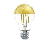 EGLO Ampoule LED E27, lampe à tête miroir doré, éclairage anti-éblouissant, 7,5 watts (correspond à 60 watts), 806 lumens, blanc chaud, 2700 Kelvin, ampoule Edison A60, Ø 6 cm