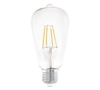 Eglo Ampoule LED E27, lampe classique en forme de piston, éclairage rétro, 7 watts (correspond à 60 watts), 806 lumens, blanc chaud, 2700 Kelvin, ampoule Edison ST64, Ø 6,4 cm