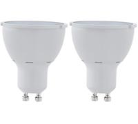 Eglo Ampoule LED GU10 dimmable en étapes, lampe réflecteur graduable, spot de 4,8 watts (équivalent 57 watts), 400 lumens, blanc chaud, 3000 Kelvin, Ø 5 cm (Lot de 2)