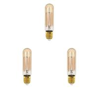 Eglo Ampoule LED tube E27 dimmable, lampe Edison à incandescence Golden Vintage, éclairage rétro, 4 watts (correspond à 28 watts), 300 lumens, blanc chaud, doré, 1700 Kelvin, T32, Ø 3,2 cm (Lot de 3)