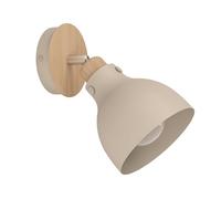 EGLO Applique murale Arrecife, lampe de lecture avec spot orientable, luminaire intérieur pour salon, chambre et couloir, bois naturel et métal couleur sable, douille E27