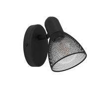 Eglo Applique murale Carovigno, lampe murale 1 flamme, style classique | design minimaliste, projecteur intérieur en acier, lampe de salon noire, éclairage de couloir, spot avec douille E14