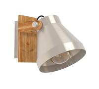 Eglo Applique murale Cawton, lampe de lecture avec spot orientable, luminaire intérieur pour salon, chambre et couloir, bois flambé et acier, douille E27
