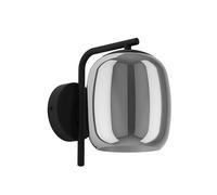 Eglo Applique murale Ciampino, verre fumé, lampe métal noir et gris, douille E27, pour chambre