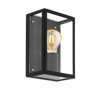 Eglo Applique murale extérieure Alamonte 1 – Acier galvanisé noir, verre transparent, E27, IP44