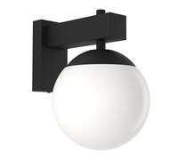 Eglo Applique murale extérieure Bufalata, lampe de façade, éclairage d‘extérieur en métal noir avec boule blanc, luminaire avec douille E27, IP44