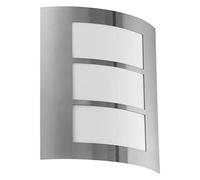 Eglo Applique murale extérieure City, éclairage d’extérieur en acier inox et plastique, spot en aspect argenté et blanc, douille E27, IP44