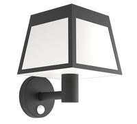 Eglo Applique murale extérieure LED Altilia, lampe solaire puissant avec détecteur de mouvement, éclairage mural d'extérieur en plastique noir et blanc, IP44