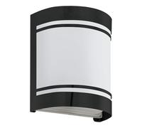 Eglo Applique murale extérieure LED Cerno, éclairage mural d’extérieur en acier zingué noir et verre opaque, douille E27, IP44