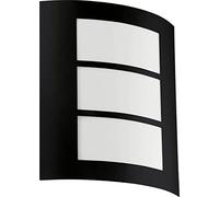Eglo Applique murale extérieure LED City, éclairage mural d’extérieur en acier zingué noir et plastique blanche, E27, IP44