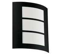 Eglo Applique murale extérieure LED City, éclairage mural d’extérieur en acier zingué noir et plastique blanche, E27, IP44