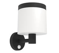 Eglo Applique murale extérieure LED Pantete, lampe solaire avec détecteur de mouvement, éclairage mural d'extérieur, luminaire en plastique noir et blanc, IP44