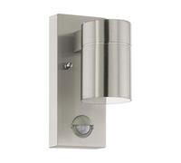 Eglo Applique murale extérieure LED Riga 5 avec détecteur de mouvement et de crépuscule, éclairage mural d’extérieur en acier inox et verre transparent, GU10, IP44