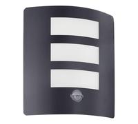 Eglo Applique murale extérieure LED Rosada-E, lampe d'extérieur avec détecteur de mouvement, acier galvanisé noir et plastique blanc, douille E27, IP44