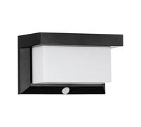 Eglo Applique murale extérieure LED Utrera, lampe solaire puissant avec détecteur de mouvement et minuterie, éclairage mural d'extérieur en plastique noir et blanc, IP44