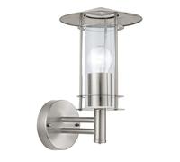 Eglo Applique murale extérieure Lisio, acier inox argenté, verre transparent, douille E27, IP44