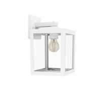 Eglo Applique murale extérieure Olgiata-E, lampe terrasse vintage | éclairage d'extérieur, lanterne downlight, plastique blanc et transparent, douille E27, IP44