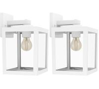 Eglo Applique murale extérieure Olgiata-E, lampe terrasse vintage, éclairage d'extérieur, lanterne downlight, plastique blanc et transparent, douille E27, IP44 (Lot de 2)