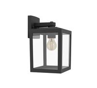 Eglo Applique murale extérieure Olgiata-E, lampe terrasse vintage | éclairage d'extérieur, lanterne downlight, plastique noir et transparent, douille E27, IP44