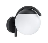 Eglo Applique murale extérieure Prata Vecchia, lampe extérieure 1 flamme | design minimaliste, applique en acier galvanisé noir et plastique blanc, lampe extérieure avec douille E27, IP44