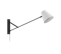 Eglo Applique murale Forcadet, lampe de lecture orientable avec bras articulé, luminaire intérieur pour salon et chambre, métal noir et tissu gris, douille E27