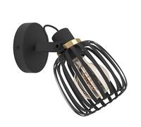 Spot GIRONA E27 1X40W en acier noir et laiton brossé 190x140x150mm