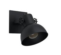 Eglo Applique murale intérieure Barnstaple 1, luminaire d’intérieur vintage, industriel, rétro, lampe de salon et de couloir en acier noir, spot avec douille E27