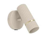 Eglo Applique murale intérieure Caminia, lampe murale d'intérieur avec spot orientable, éclairage salon et chambre avec interrupteur, métal beige et doré, ampoule GU10, blanc chaud