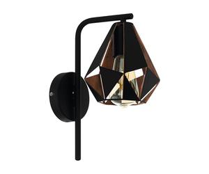 Eglo Applique murale intérieure Carlton 4, luminaire d’intérieur vintage en acier noir, aspect cuivre antique, lampe de salon et de couloir, douille E27
