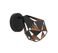 EGLO Applique murale intérieure Carlton 7, luminaire d'intérieur avec spot orientable, lampe murale pour salon et couloir, métal noir et cuivre, douille E27