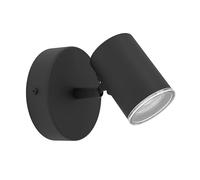 Eglo Applique murale intérieure Consuma 1, lampe de lecture avec spot orientable, luminaire pour salon, chambre et salle de bain, acier noir, douille GU10, IP44