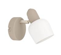 Eglo Applique murale intérieure Corato, lampe de lecture avec spot orientable, luminaire pour salon et chambre, métal couleur sable et argenté, verre blanc opaque, douille E14