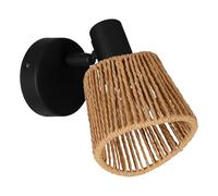 Eglo Applique murale intérieure Keelby, lampe de lecture avec spot orientable, luminaire pour salon et chambre, papier raphia naturel, douille E14