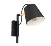 Eglo Applique murale intérieure Lacey, luminaire d'intérieur scandinave, lampe murale pour salon et couloir, métal noir et crème, FSCM70HB, spot avec douille E14