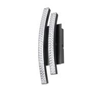 Eglo Applique murale intérieure LED Lejias, luminaire d’intérieur élégant en métal noir et cristal en plastique transparent, lampe de salon et de couloir, blanc chaud