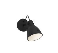 Eglo Applique murale intérieure LED San Peri 1, luminaire d'intérieur avec spot orientable, lampe pour salon et couloir en métal noir et blanc, avec ampoule GU10, blanc chaud