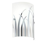 Eglo Applique murale intérieure Rivato, luminaire d’intérieur élégant en acier et verre avec décor, lampe de salon et de couloir en aspect chromé, blanc, douille E14