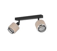 EGLO Applique Murale intérieure Rosley, Lampe Mural d'intérieur avec Spot orientable, Spot en Tissu Naturel et métal Noir, éclairage pour Salon et Chambre à Coucher, Douille E14