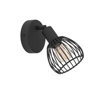 Eglo Applique murale intérieure Sonnino, lampe murale avec spot orientable, spot mural industriel en métal noir, éclairgae pour salon et chambre à coucher, douille E14